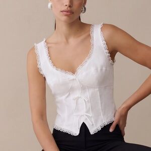 White Lace Trim Sleeveless Top